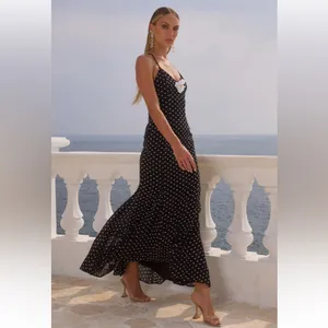 NEW NWT Runaway the label Malika maxi Dress in black polka dot thumbnail 2
