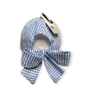 BP GINGHAM BOW CAP IN Baby BlueWHITE NWT NORDSTROM One Size thumbnail 11