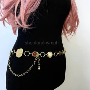 Gold Y2K Marbled Stone Open Ring Waist Chain Belt, Fits 24.5-43 Inches, X7GA1296 thumbnail 3