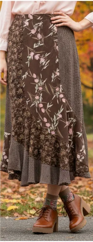 Vintage Y2K 90s‎ Midi Skirt Size 12 Floral Flare Witchy Fairy Grunge Whimsigoth thumbnail 1