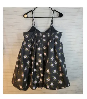 Free People Black Floral Bubble Mini/Midi Dress thumbnail 5