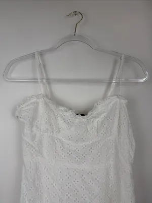 Lulu’s Friendly Flirtation White Sleeveless A-line Eyelet Mini Dress White Sz M thumbnail 4