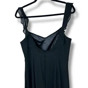 NEW Lulus Dreamy Admiration Black Ruffled Sweetheart Chiffon Maxi Dress Large thumbnail 9