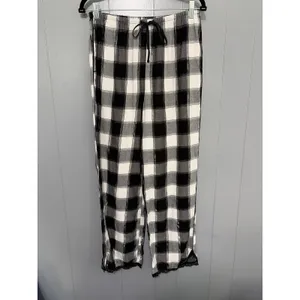 Victoria's Secret Black White Metallic Plaid Preppy Loungewear Pajama Pants S thumbnail 3