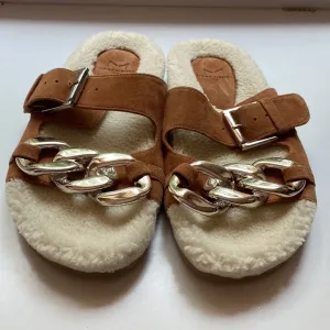 Marc Fisher Shoes Marc Fisher Fresno Natural Tan Shearling Sherpa‎ Slide Sandals thumbnail 5