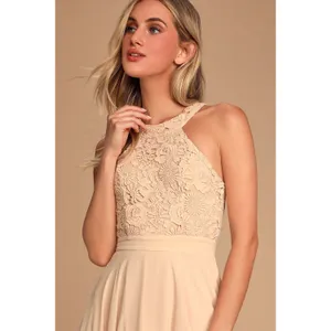 Lulus Picture Perfect Blush Lace Maxi Dress Formal Evening Bridesmaid Small NWT thumbnail 3