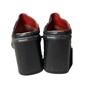 Vintage Tommy Hilfiger Women's 6 Black Chunky Platform Slides 90s Y2K Sandals thumbnail 5