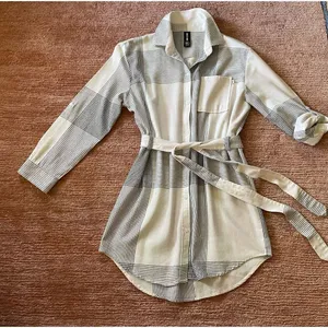 Agnes And Dora Tunic Dress Sz M -S Plaid Full Length Buttons Tie Waist thumbnail 2