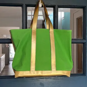 Lauren Ralph Lauren Green and Gold Summer Canvas Tote thumbnail 15