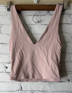 Baboton Blush Pink V-Neck Cropped Tank Top thumbnail 1