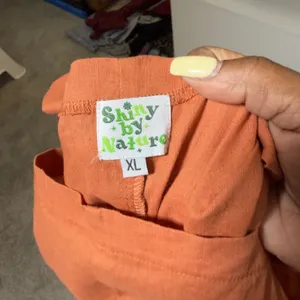 Shiny by Nature Womes Linen Overalls Canyon Orange Wide Leg Square Neck Bib thumbnail 8
