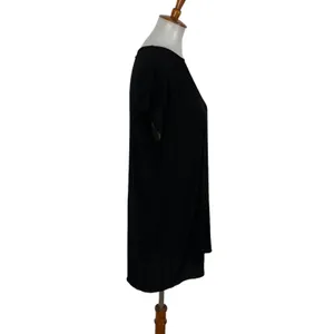Madewell Crewneck Button Back Easy Dress M Black Short Sleeve Minimalist Casual thumbnail 4