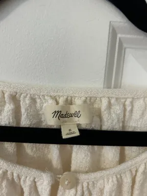 Madewell White Blouse Short Sleeve thumbnail 4