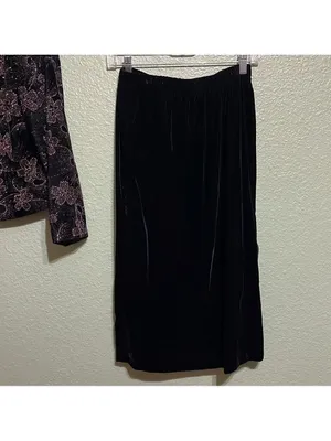 Vintage Black Velvet Skirt Union Made Modest 90s 80s thumbnail 5