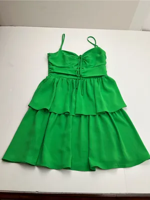 Amanda Uprichard Kelly Green Tiered Mini Dress Cutout‎ Front Summer Womens XS thumbnail 2