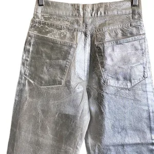 Zara mid‎ rise boyfriend jeans metallic silver jeans size 4 NWOT thumbnail 7