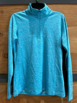 Nike Golf Dri-Fit blue quarter zip sweatshirt with subtle horizontal stripes thumbnail 1