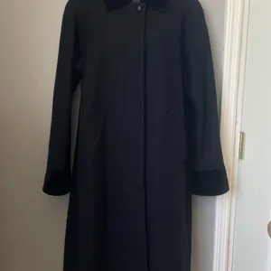 vintage Sophisticated Black Trench Coat with Timeless Design 42” length thumbnail 3