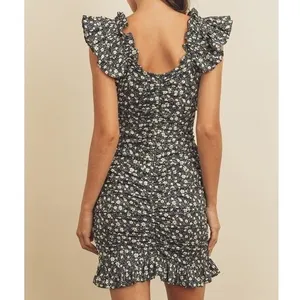 Dress‎ Forum Navy Blue Daisy Ditsy Floral Ruched Ruffle Flounce Mini Dress Small thumbnail 2