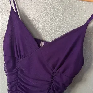 Lucy in the Sky Deep Purple Ruched Mini Dress thumbnail 2