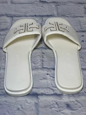 TORY BURCH Double T Sport Leather Slide Sandal Perfect White Size 9.5 (40) thumbnail 7