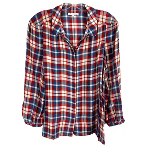 Madewell Broadway & Broome Size Large Top Pemberley Blouse‎ Silk Plaid 1236 thumbnail 2