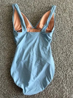 J. Crew Light Blue Ruched Plunge One-Piece Swimsuit Tummy Control Coastal SZ 6 thumbnail 3