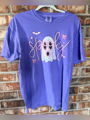 Comfort Colors Violet 'Spooky' Ghost Graphic Tee thumbnail 1