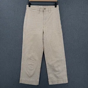 Madewell Slim Emmett Wide-Leg Crop Pants 26 Tan White Gingham Check Cottagecore thumbnail 2