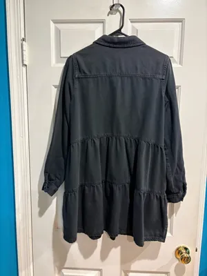 Free People Nicole denim shirt dress mini tired black sz M thumbnail 3
