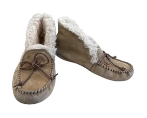 UGG Womens Brown Leather Fur-Lined Moccasin Slippers Ankle Boots Size 6 SKU8190 thumbnail 1