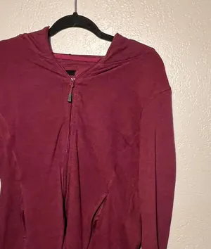 Pink-violet Women's Burgundy and Red Hoodie Zip-Up Medium Sweatshirt Jacket Y2K thumbnail 3