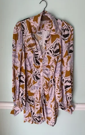 For Love‎ And Lemons Esmerelda Mini Dress S Women Long Balloon Sleeve thumbnail 1