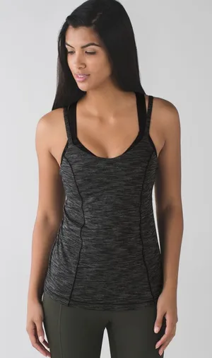 Lululemon Run For The Gold Tank Top Black Heathered Gray Bra Women’s Size 6 thumbnail 1