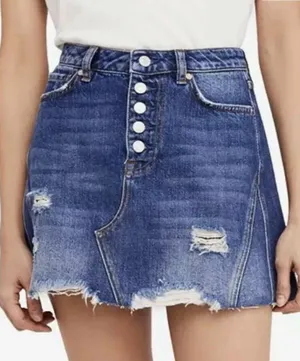 Free People Size 26 Womens Distressed Mini Denim Skirt Color: Harvey BNWTS thumbnail 1
