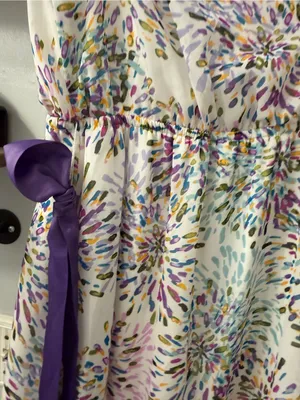 Lane Bryant White Floral-Print Wrap Midi Dress with Purple Tie thumbnail 3
