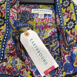 Lightweight short romper with short sleeves and pockets button front paisley NEW thumbnail 5