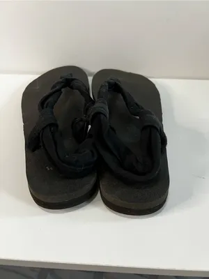 Sanuk Yoga Sling Ella Black Knotted Fabric Boho Sandals thumbnail 5