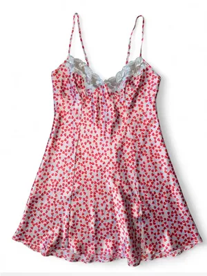 Victoria's Secret Small Night Lace Slip Cami Pink Hearts Valentines Coquette Y2K thumbnail 1