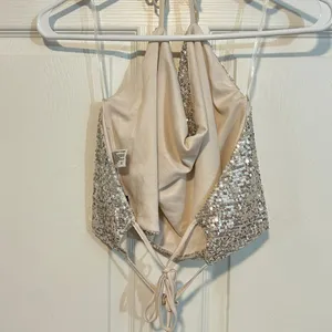 Wild Fable Sequins Halter Top thumbnail 6