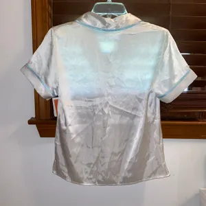 NWT $22 Gilligan & O’Malley White Bride Button Down w/ Blue Trim Top XS thumbnail 2