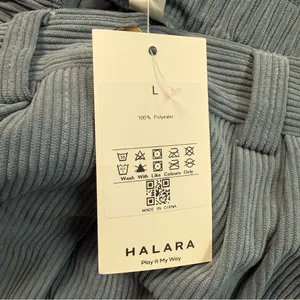 NWT HALARA Mid Rise Zipper Pocket Corduroy Casual Pants in Blue Women’s Sz Large thumbnail 11
