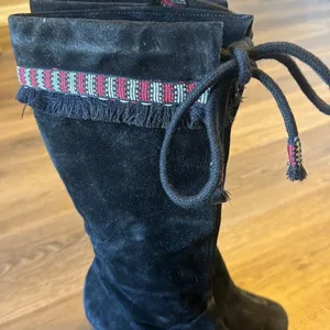 Diane Von Furstenberg Women Jimson Suede Wedge Boho Tribal Fringe Boots‎ Size 7 thumbnail 8