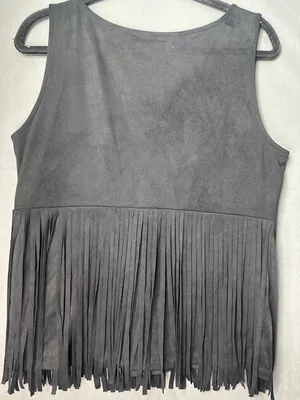 Idyllwind by Miranda Lambert Womens L Black Faux Suede Fringe Bow Western Top thumbnail 5