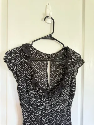 Reformation Sade Black Floral Lace Trim Mini Dress thumbnail 4