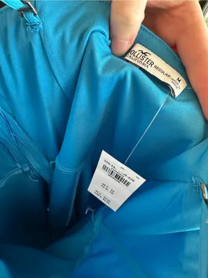 Hollister Satin Slip Dress Teal Blue Spaghetti Strap thumbnail 4