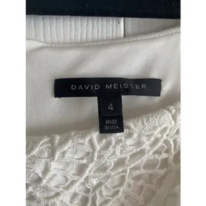 David Meister Crochet Lace Jacquard Sheath Dress Womens Size 4 White Bridal thumbnail 4