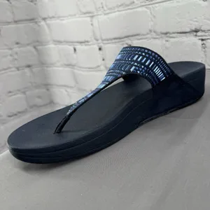 FitFlop Incastone Sandals Women’s Size 10 Blue Thong Embellished Comfort thumbnail 8
