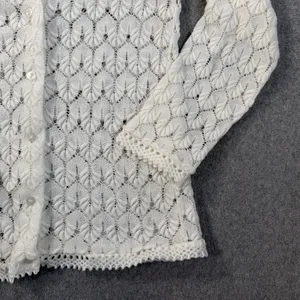 Vintage Americana Knitting Mills Open Knit Cardigan Sweater Women's 38 Ivory thumbnail 2