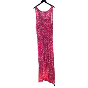 GAP SPOTTED PRINT LAVA ORANGE Abstract Maxi Dress Elastic Waist w/ Drawstring 2X thumbnail 6